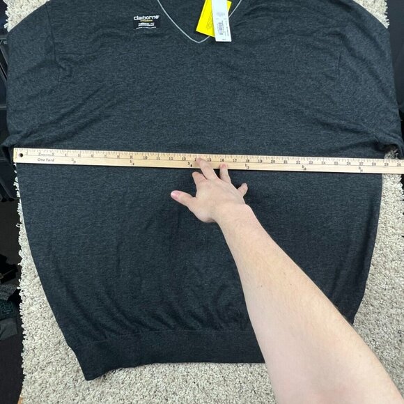 Claiborne Performance Men's Gray V Neck Long Sleeve Knit Sweater Size 3XLT NWT - Picture 5 of 6